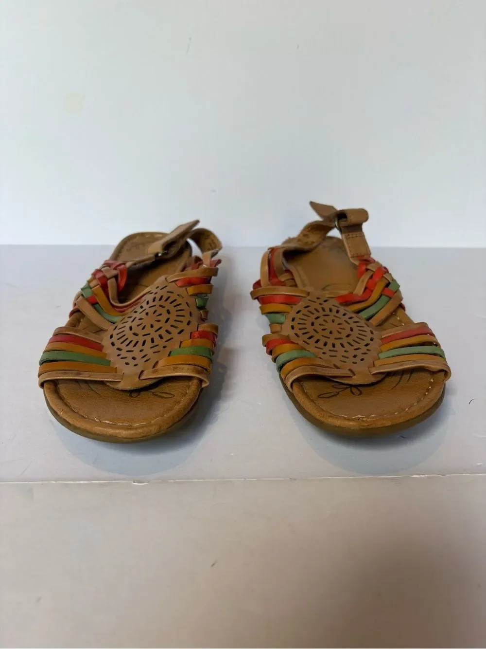 Naturalizer Women’s Tan Multicolor Strappy Leather Sandals Size 8N